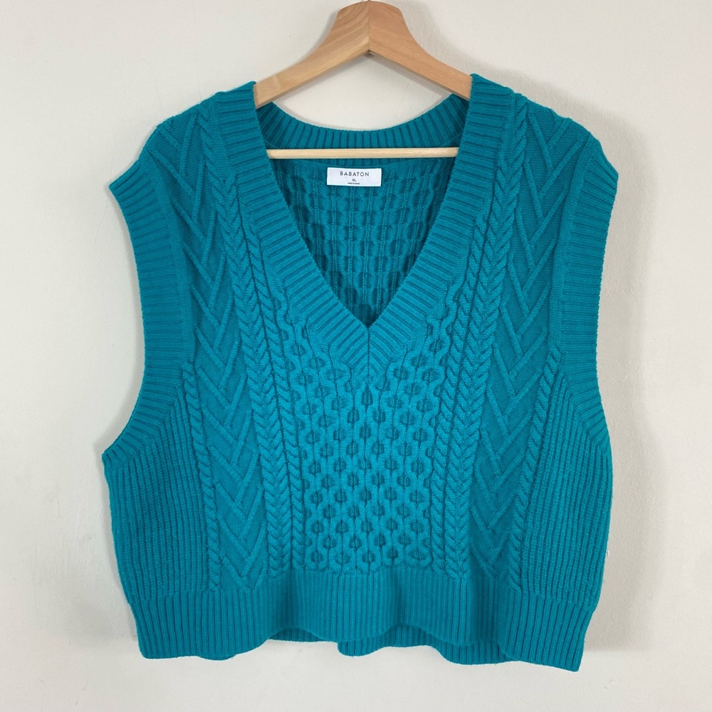 ARITZIA Babaton Emporia Merino Wool Sweater Vest Teal Blue - XL